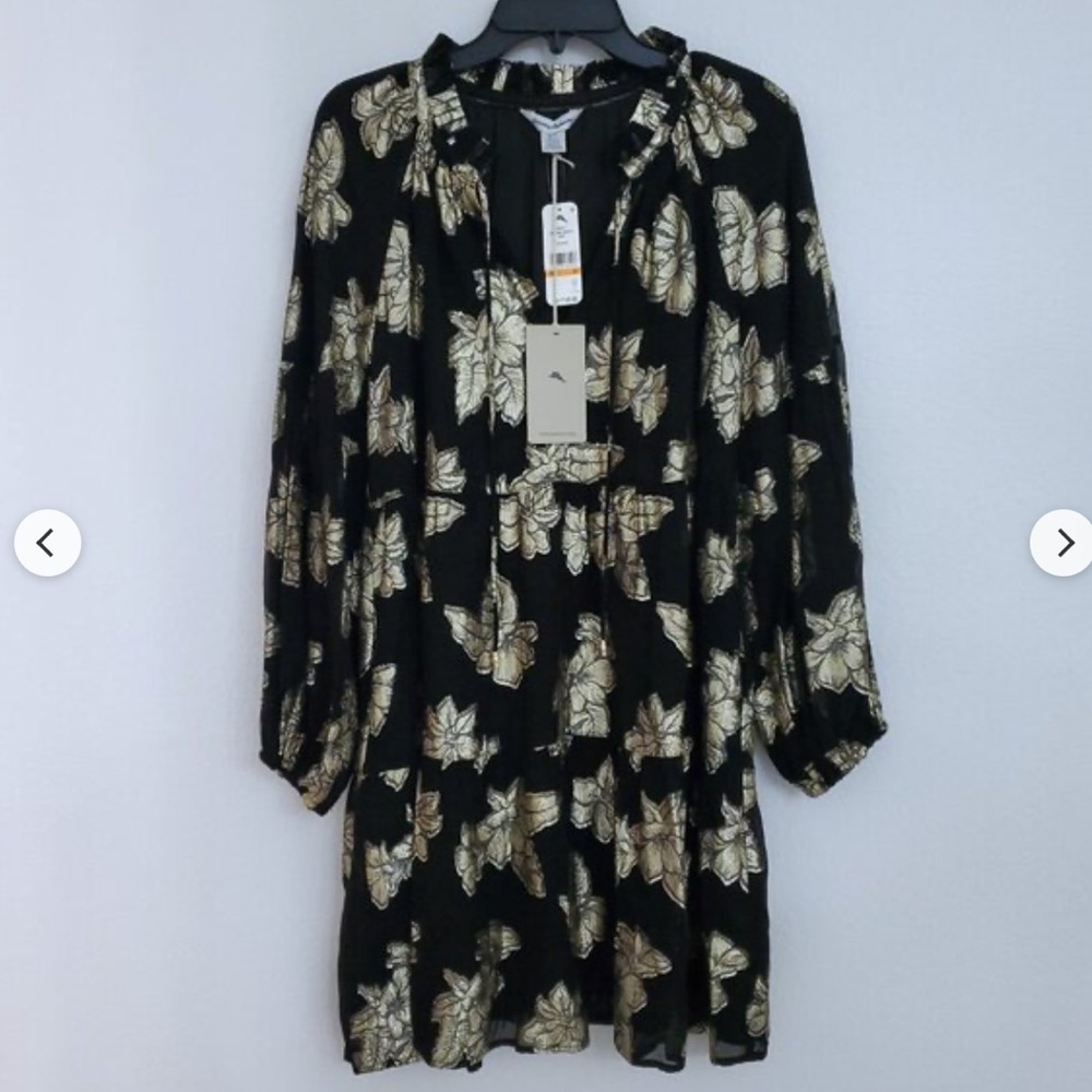 Tommy Bahama Shimmering Shores Jacquard Long Sleeve Tiered Dress - Picture 10 of 11